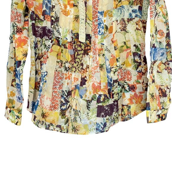 Maeve Anthropologie Pintuck Abella Top Womens 0 Fall Floral Multicolor Fairy - Picture 4 of 11